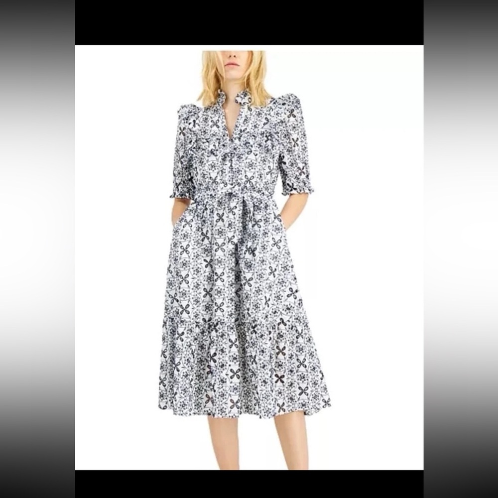 NWT INC International Concepts Cotton Eyelet Midi Dress 
size Large